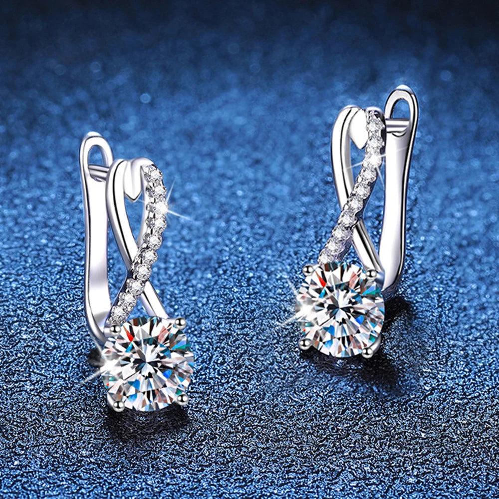 Cbtb Classic 925 Sterling Silver Four Claw Moissanite Earrings for Women Engagement Anniversary Bride Jewelry Wholesale