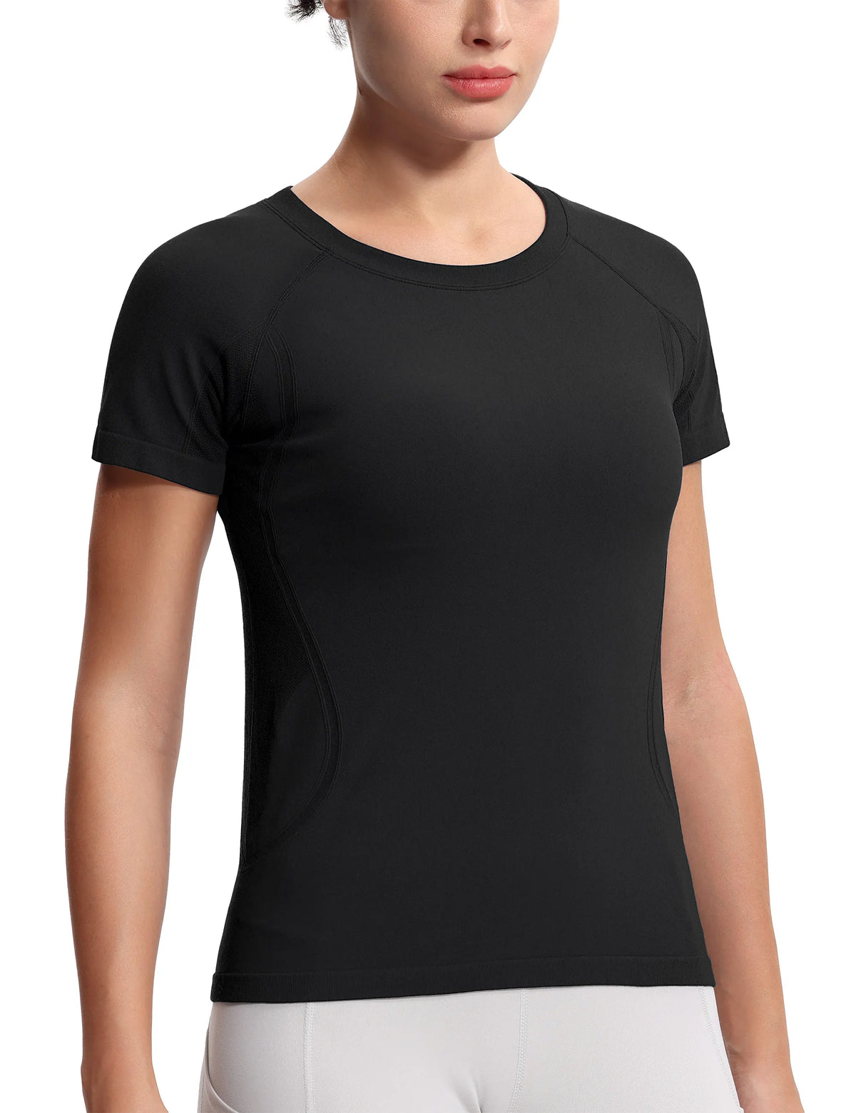THE GYM PEOPLE Women's Seamless Workout T-Shirts Short Sleeve Slim Fit Shirts Breathable Running Tee Tops