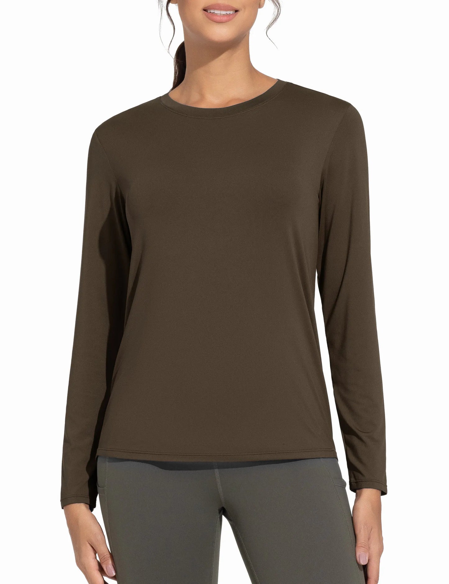 THE GYM PEOPLE Women's Ultra Soft Long Sleeve Workout Shirts Basic Crewneck Athletic Running Tops