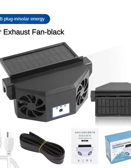 Load image into Gallery viewer, Solar Car Fan USB Rechargeable Exhaust Fan Air Circulation Cooling and Heat Dissipation High Wind Power 2/3 Head Ventilation Fan
