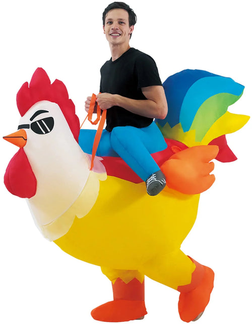 Load image into Gallery viewer, Inflatable Costume Riding Rooster, Blow up Ride on Chicken for Holiday/Festivals/Party
