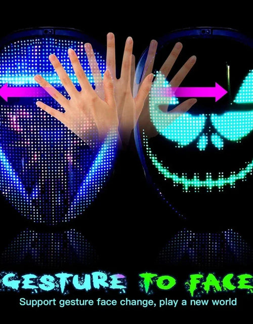 Load image into Gallery viewer, Halloween LED Display Programmable Mask LED Bluetooth RGB Light up Party DIY Photo Editing Animated Text Prank Concert Mask
