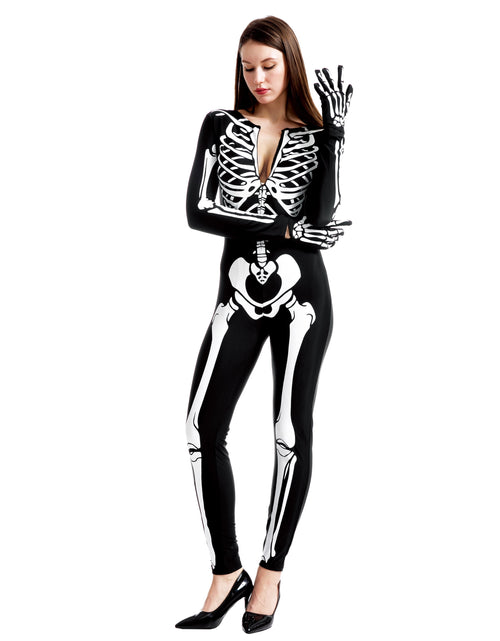 Load image into Gallery viewer, Glow in the Dark Skeleton Costume for Adults Women Halloween Dress up Party Role Playing Cosplay
