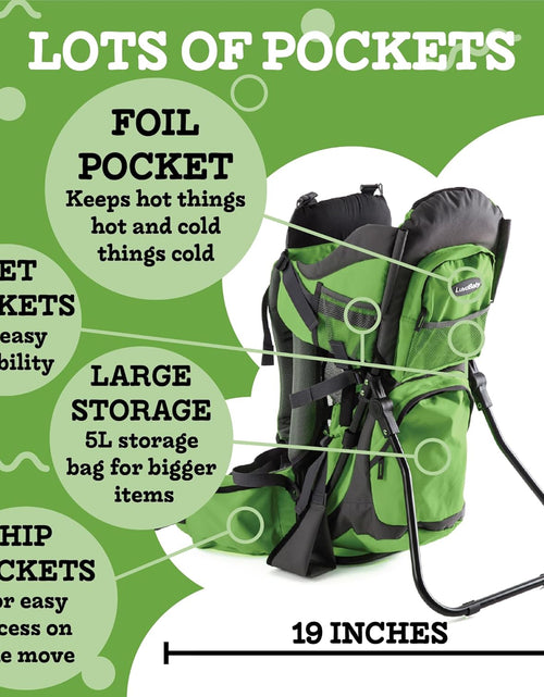 Load image into Gallery viewer, Hiking Baby Carrier Backpack - Comfortable Baby Backpack Carrier - Toddler Hiking Backpack Carrier - Child Carrier Backpack System with Diaper Change Pad, Insulated Pocket + Rain and Sun Hood
