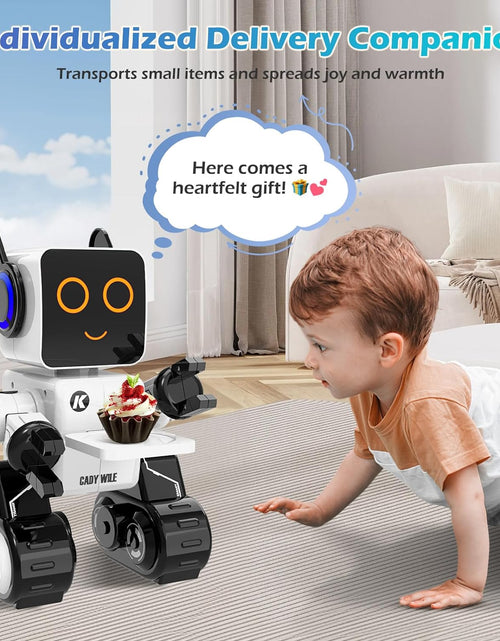 Load image into Gallery viewer, Rechargeable RC Robot Toy for Kids - Interactive Intelligent LED Light, Speaks, Dances, Built-In Coin Bank (White)
