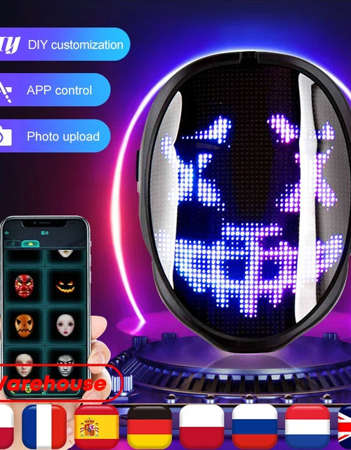 Load image into Gallery viewer, Halloween LED Display Programmable Mask LED Bluetooth RGB Light up Party DIY Photo Editing Animated Text Prank Concert Mask
