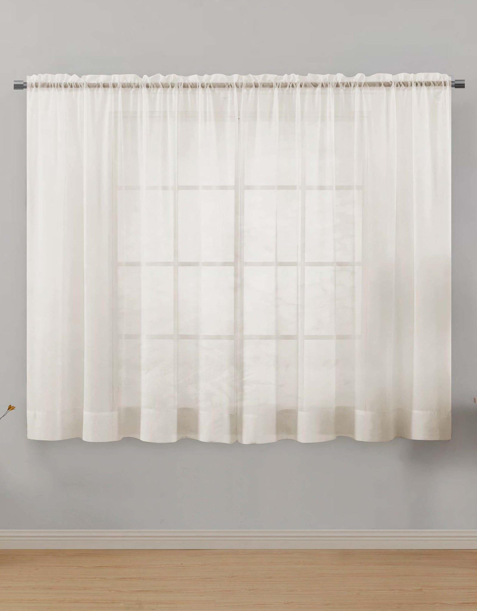 Sheer Voile Single Curtain Panel 59"X63" Ivory