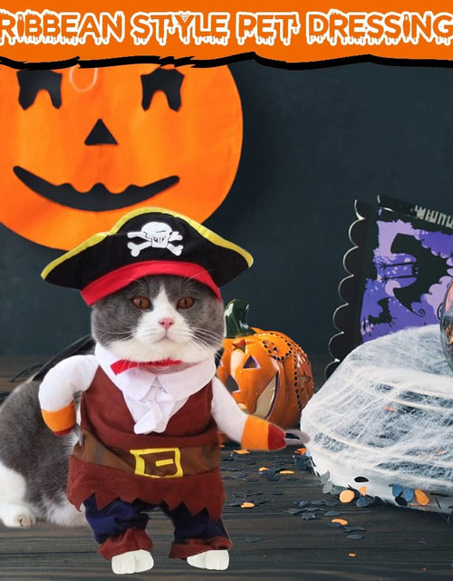 Load image into Gallery viewer, Funny Cat Pirate Costumes - Caribbean Style Pet Dressing up Cosplay Party Costume with Hat Small to Medium Dogs Cats Kitty Cute Fashion Prop Apparel for Halloween Christmas Party Accessories (S)
