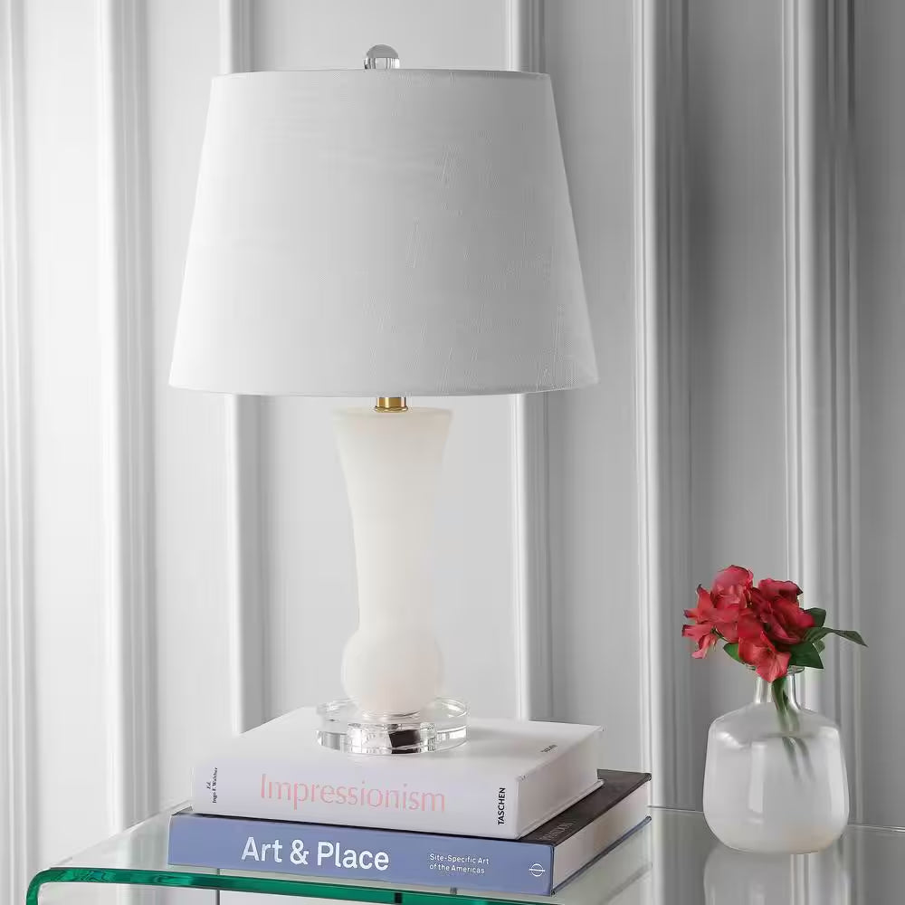 Eliza 23 In. Alabaster Table Lamp, Crystal Base