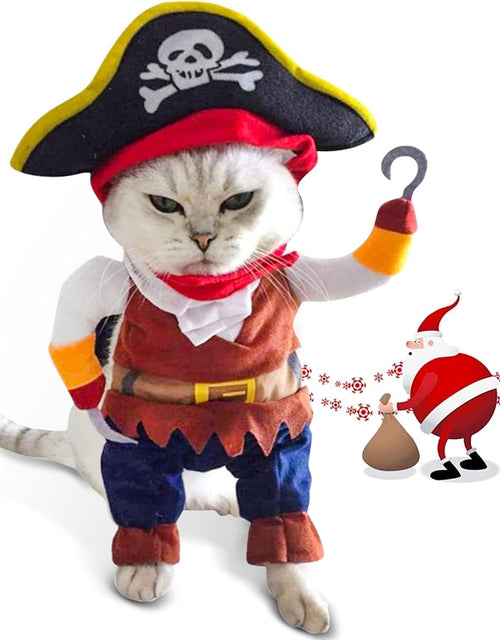 Load image into Gallery viewer, Funny Cat Pirate Costumes - Caribbean Style Pet Dressing up Cosplay Party Costume with Hat Small to Medium Dogs Cats Kitty Cute Fashion Prop Apparel for Halloween Christmas Party Accessories (S)
