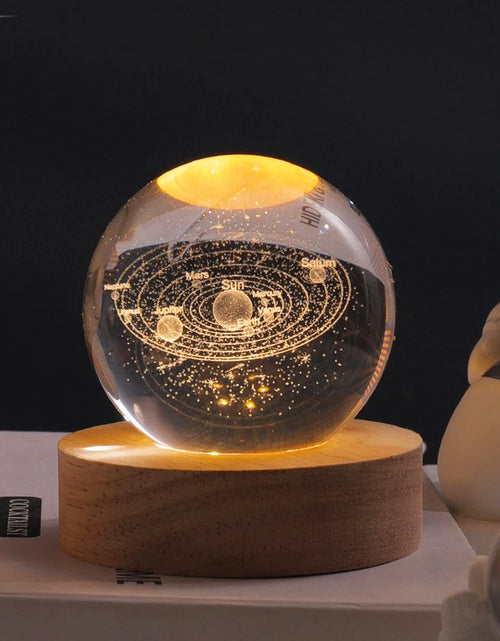 Load image into Gallery viewer, 3D Crystal Ball LED Night Light Glowing Planetary Galaxy Lamp for Home Bedrom Desk Creative Decor Gift Planet Moon Bedside Lamp
