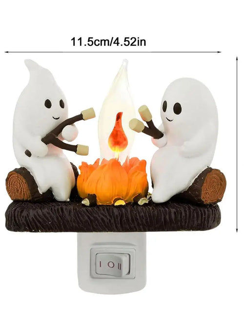 Load image into Gallery viewer, New Fashionable Ghost Campfire Nightlight Ghost Campfire Flickering Plug in Night Light Halloween Ghost Pumpkin Night Light
