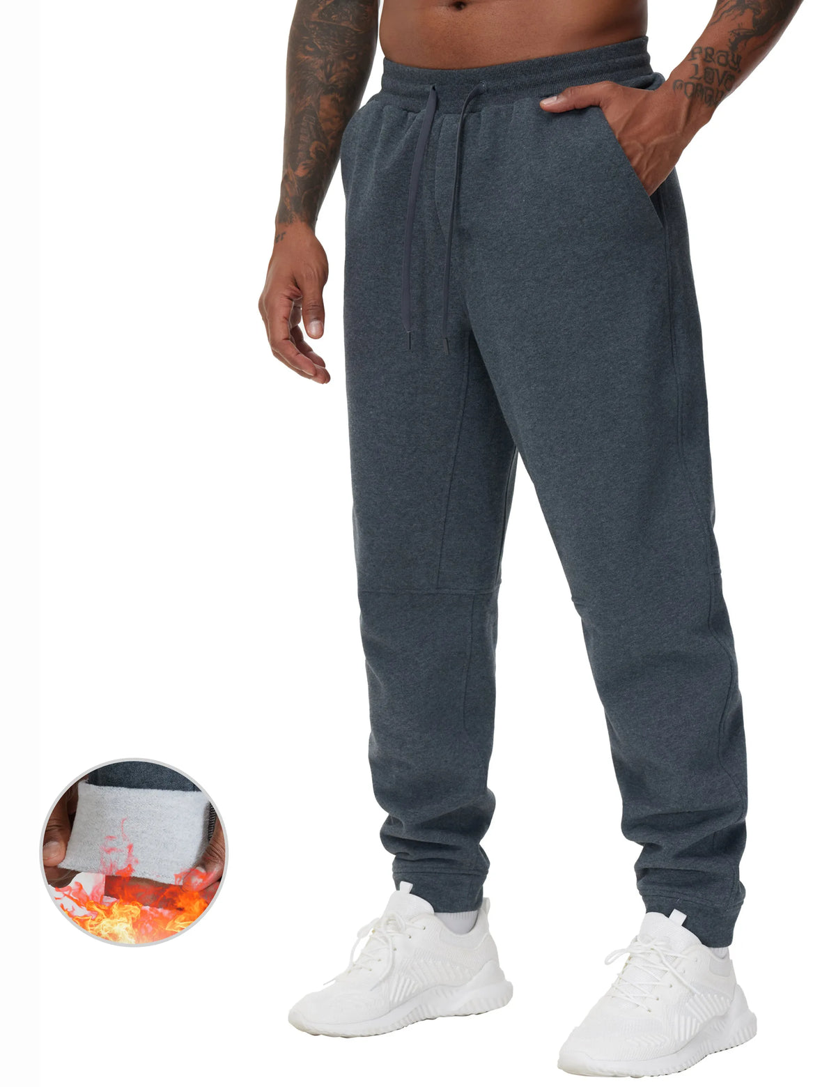 THE GYM PEOPLE Men's Fleece Workout Sweatpants Drawstring Tapered Running Lounge Jogger Pants with Pockets