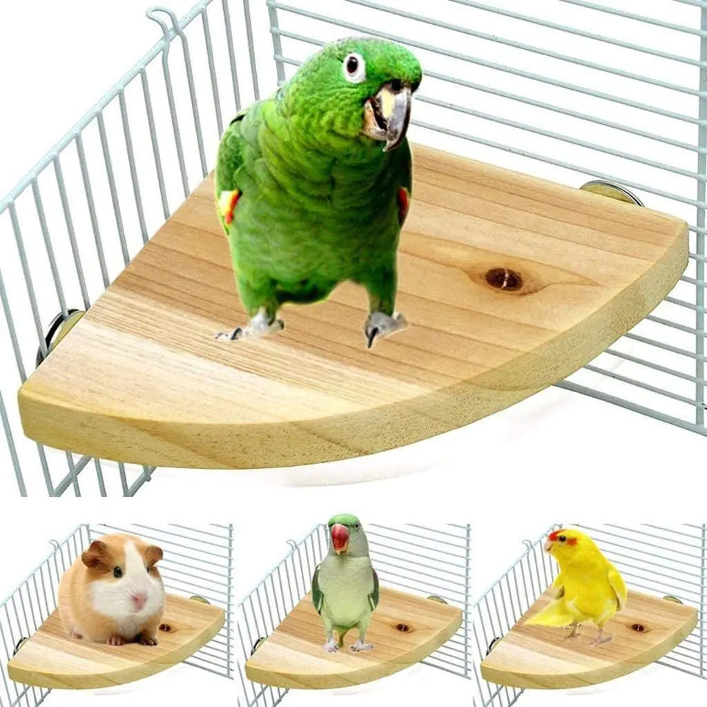 3 Pcs Birdcage Perches Cage Wooden Platform Bird Perch Toy Hamster Chinchilla Cage Corner  Laddered Natural Wood  Exercise Toy