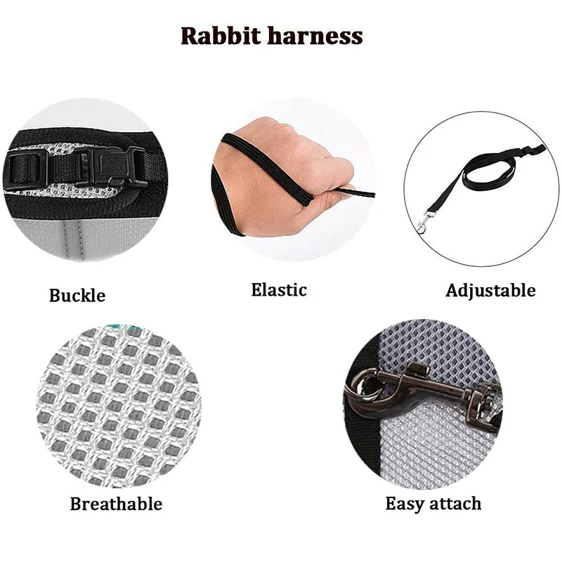 Pet Mesh Harness With Leash Small Animal Harness Vest Lead for Hamster Rabbit Guinea Pig Small Animal Accessories Pet Lead Set