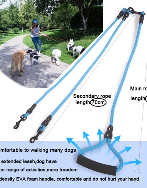 Load image into Gallery viewer, Pet Dog Leash Nylon Rope Double Dual Two Heads Dogs Leash 2 Way Coupler Walk Two and More Dogs Collars Harness Leads Dog Leashes
