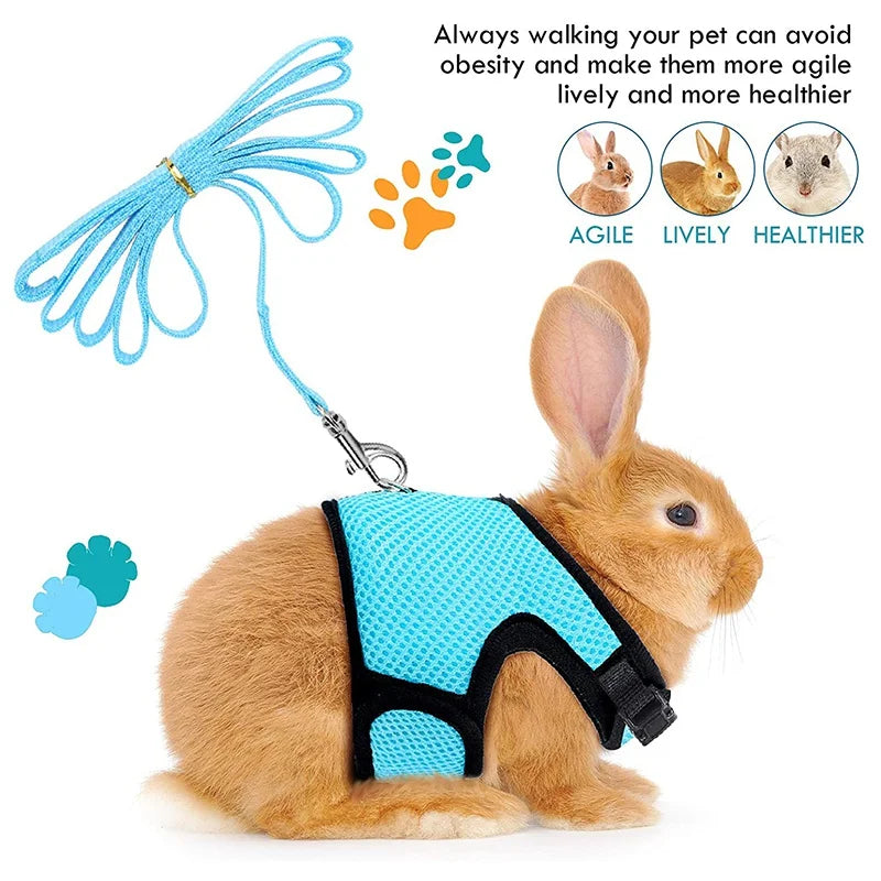 Pet Mesh Harness With Leash Small Animal Harness Vest Lead for Hamster Rabbit Guinea Pig Small Animal Accessories Pet Lead Set