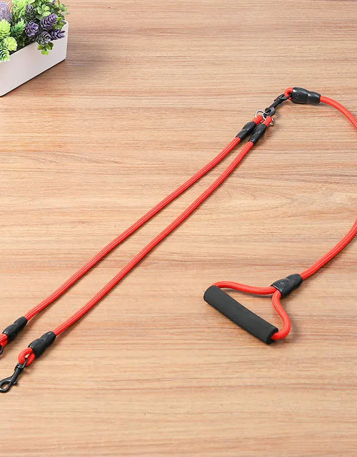 Load image into Gallery viewer, Pet Dog Leash Nylon Rope Double Dual Two Heads Dogs Leash 2 Way Coupler Walk Two and More Dogs Collars Harness Leads Dog Leashes
