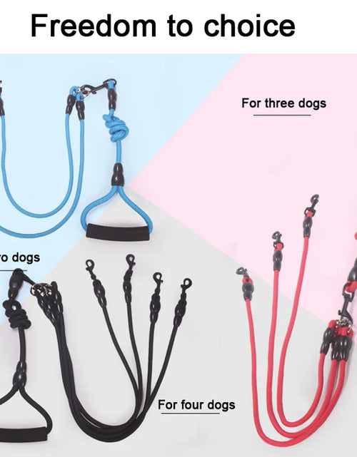 Load image into Gallery viewer, Pet Dog Leash Nylon Rope Double Dual Two Heads Dogs Leash 2 Way Coupler Walk Two and More Dogs Collars Harness Leads Dog Leashes
