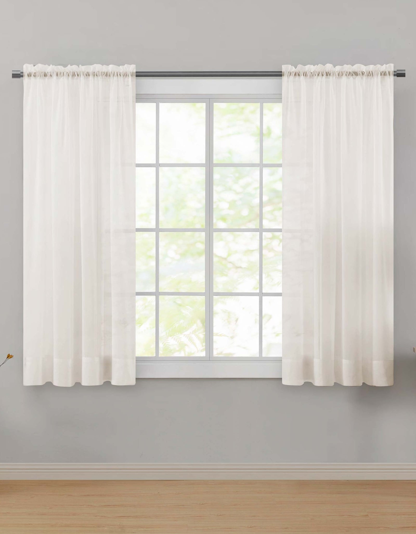 Sheer Voile Single Curtain Panel 59"X63" Ivory