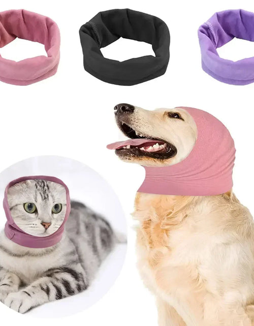 Load image into Gallery viewer, Dog Pet Ears Cover Calming Headscarf Bathing Grooming Helper Anti-shock Noise-proof Earmuffs Turban Head Wrap Decompress Tool
