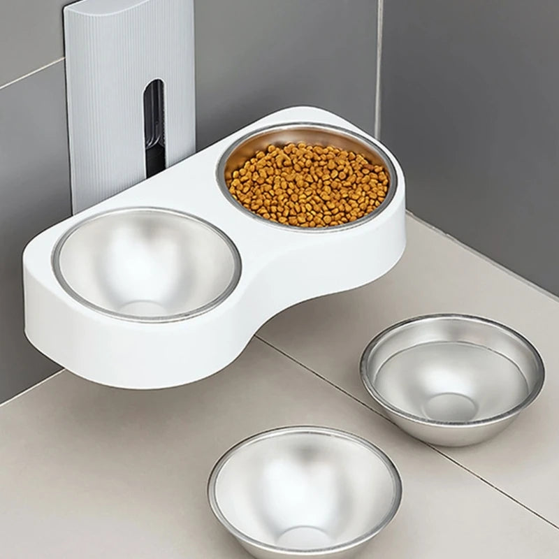 Detachable Cats Watering Eatting Bowl Double Bowl Pet Plastic Bowl Wall Mounted Bowl for Dog Watering Feeding Bowl Dropshipping