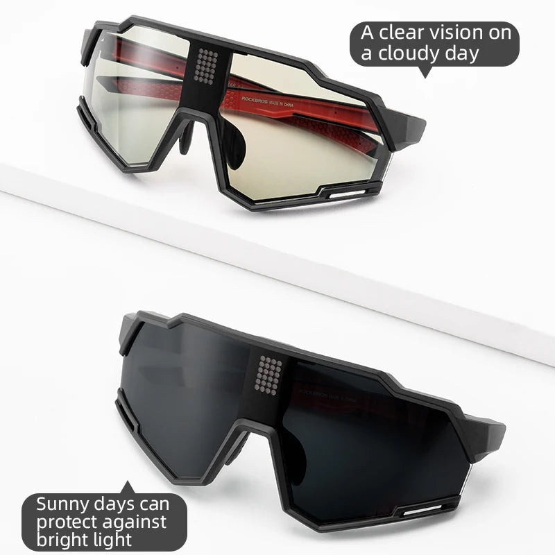ROCKBROS Polarized Cycling Glasses Electronic Color Change Glasses Sunglasses UV400 Safety Bike Bicycle Eyewear Sports Goggles