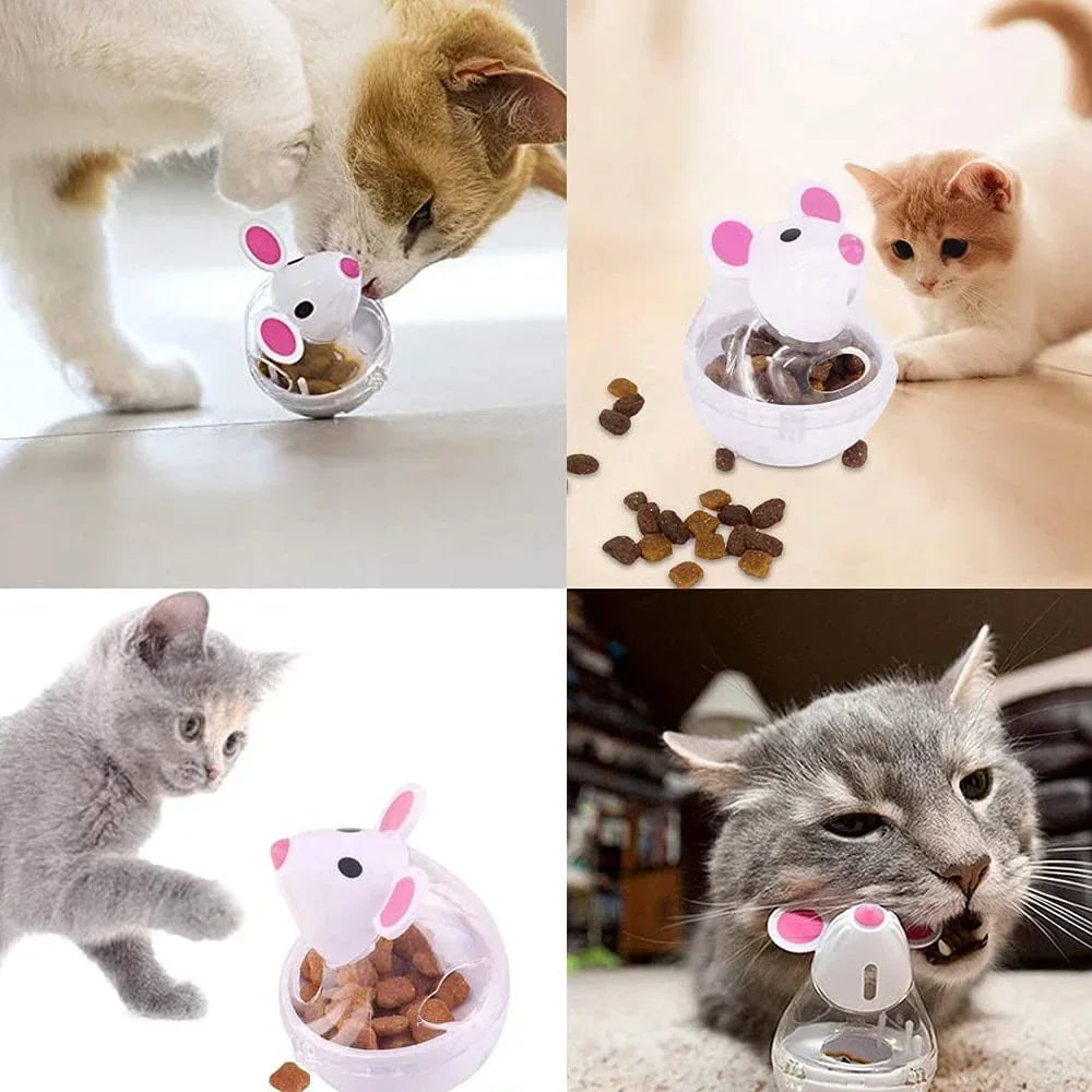 Cat Toy Interactive Dogs Cats Mice Food Tumbler Kitten Toys Food Feeder Puppy Leak Food Dispenser Puzzle Cat Slow Treat Ball Toy