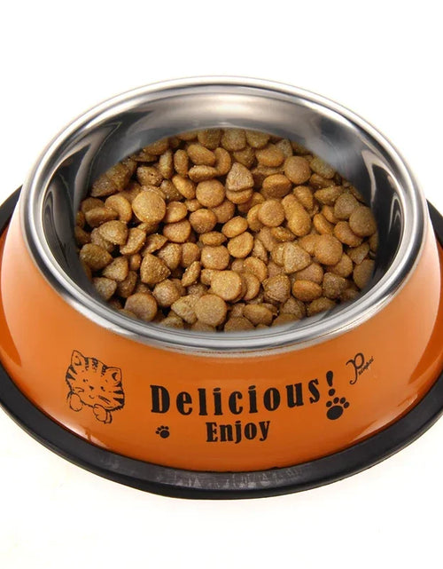 Load image into Gallery viewer, Stainless Steel Cartoon Pet Dog Food Water Bowl Dog Cat Anti-skid Feeding Watering Bowl 11cm Diameter Pet Feeder
