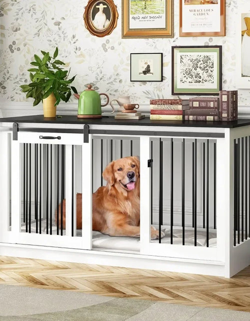 Load image into Gallery viewer, Dog Crate Furniture, 55&quot; Indoor Heavy Duty Dogs Kennel House with Sliding Doors, Dog Crate Table Side End Table TV Stand
