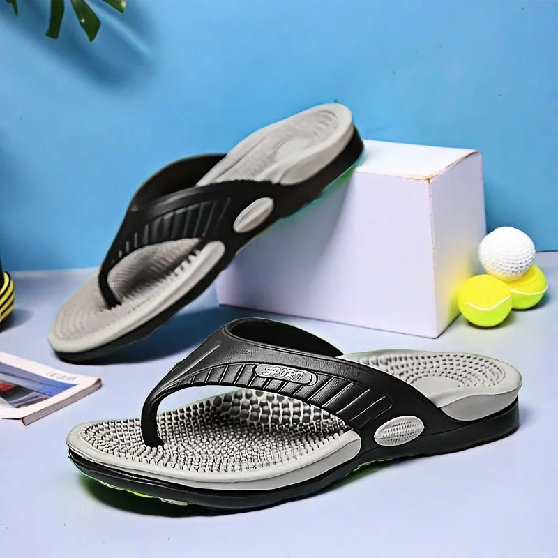 Men‘s Flip Flops Summer Non-Slip Thong Sandals Lightweight Comfortable EVA Foam Arch Support Indoor Outdoor Home Slippers Beach Pool Gym Travel Walking Durable Quick Dry Cushion Footbed Casual Minimalist