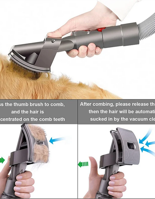 Load image into Gallery viewer, Groom Tool Dog Pet Brush Vacuum Attachment for Dyson V10 V11 V12 V15 V8 V7 with Quick Release Converter Adapter
