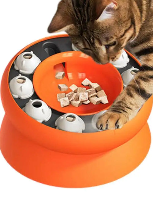 Load image into Gallery viewer, Slow Feeding Cat Bowl Elevated And Titled Cat Puzzle Feeder Dish Cat Food Dish For Healthy Eating Prevents Cat Overeating
