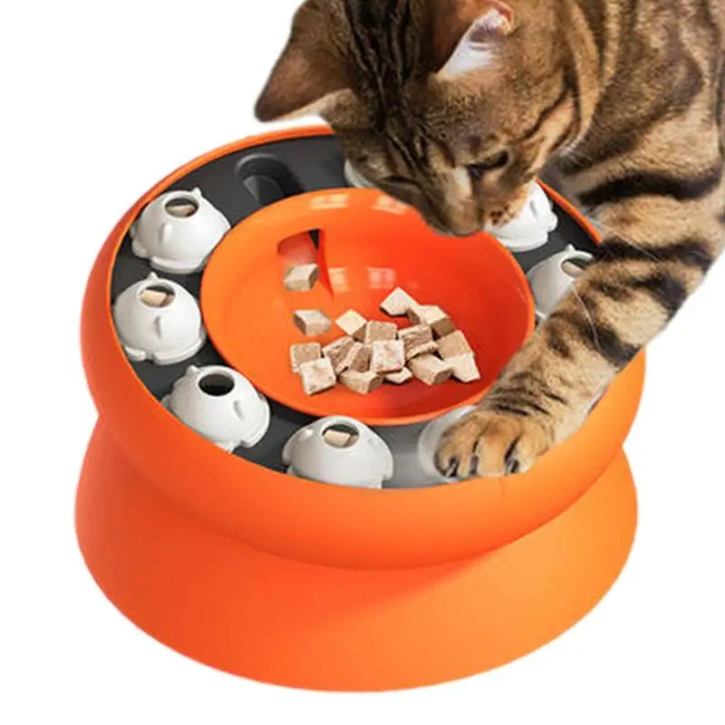 Slow Feeding Cat Bowl Elevated And Titled Cat Puzzle Feeder Dish Cat Food Dish For Healthy Eating Prevents Cat Overeating