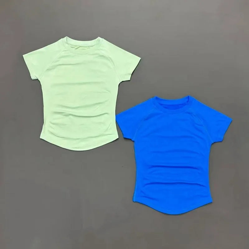 Women Sports T-Shirt Round Neck Short Sleeve Breathable Stretchy Tops Gym Fitness Yoga Running Workout Casual Athletic Shirts