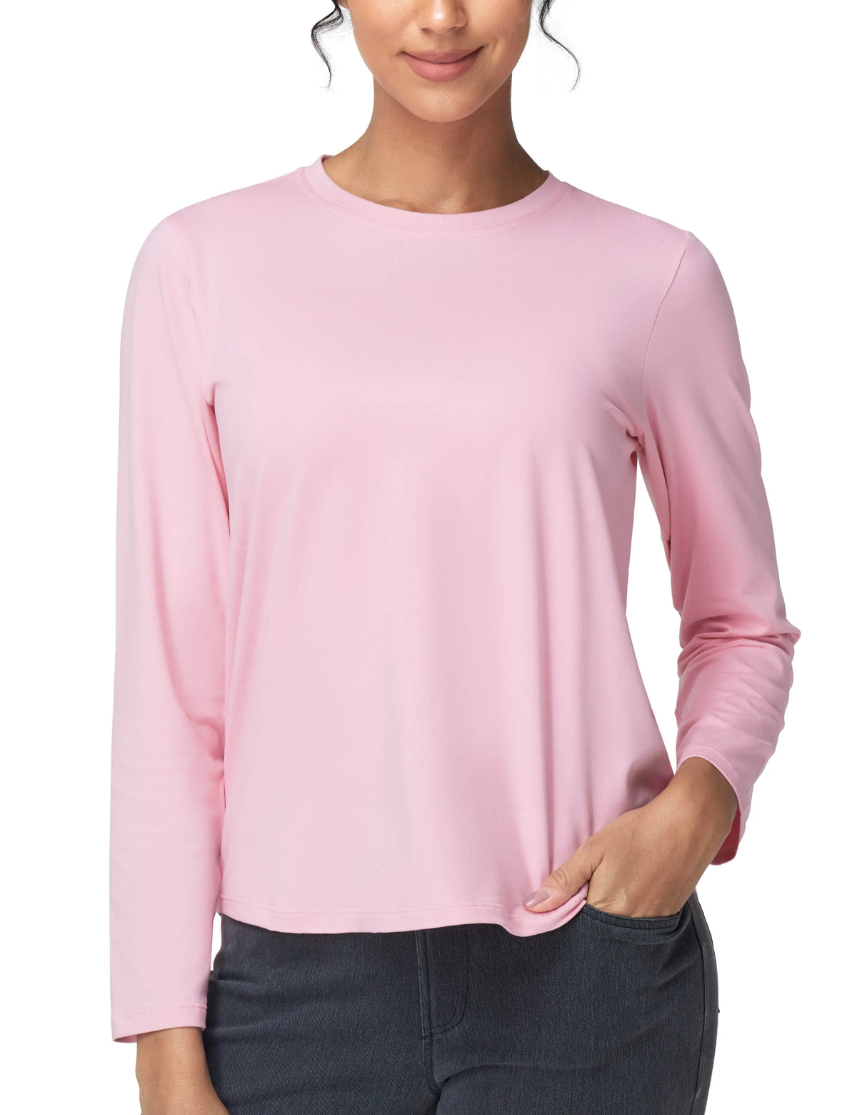 THE GYM PEOPLE Women's Long Sleeve Soft Workout Shirts Basic Crewneck UPF 50+ Sun Lightweight Fall Athletic Running Tops