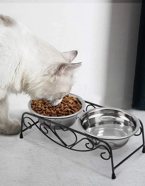 Load image into Gallery viewer, Pet Dog Cat Feeder Bowl Stainless Steel Double Bowl  Cat Dish Bowl for Puppy Elevated Stand for Pet Feeding &amp; Watering Supplies
