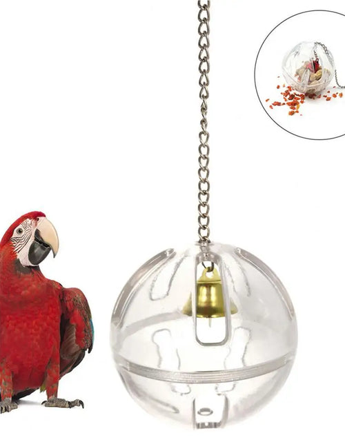 Load image into Gallery viewer, Pets Bird Parrot Food Feeder Foraging Bell Chain Ball Cage Feeding Chew Training Hanging  Foraging Toy
