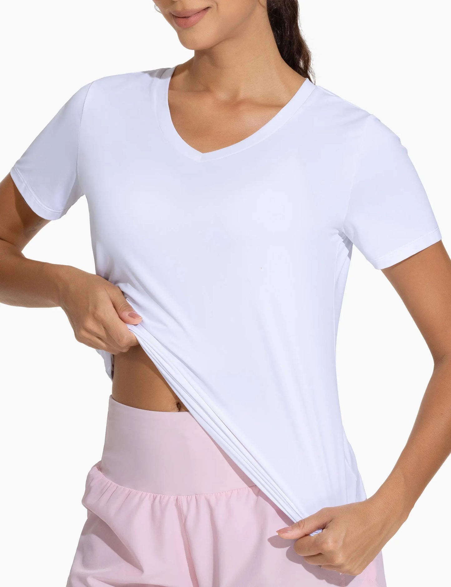 THE GYM PEOPLE Women's Breathable Workout Shirts V-Neck Short sleeve Stretchy Basic Athletic Tops | for yoga, running and casual