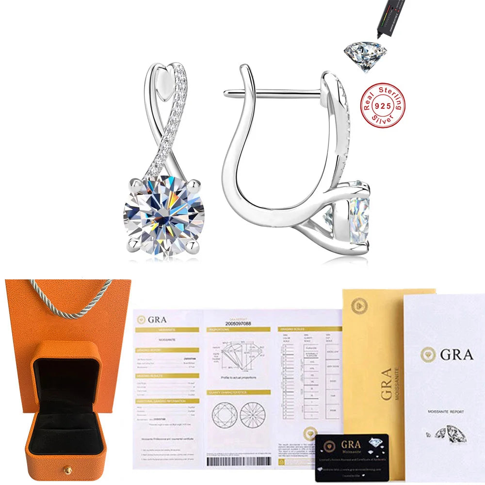 Cbtb Classic 925 Sterling Silver Four Claw Moissanite Earrings for Women Engagement Anniversary Bride Jewelry Wholesale