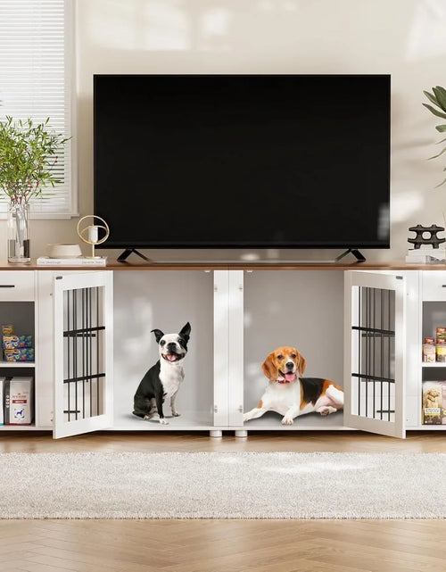 Load image into Gallery viewer, Dog Crate, Large Wooden Dog House with Drawers and Heavy Duty Kennel Indoor with Room Divider and TV Stand Cabinet, Dog Crate
