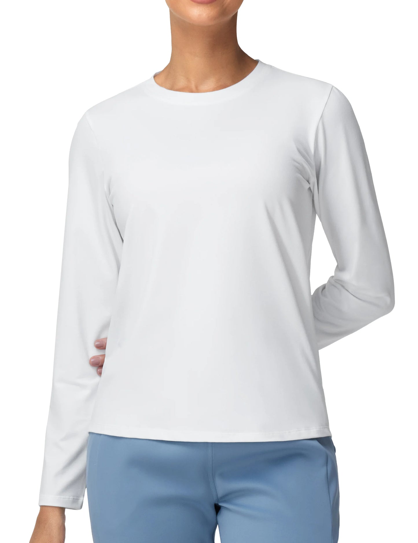 THE GYM PEOPLE Women's Long Sleeve Soft Workout Shirts Basic Crewneck UPF 50+ Sun Lightweight Fall Athletic Running Tops