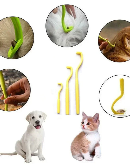 Load image into Gallery viewer, 3PCS/SET Pet Flea Removal Tool Kit Plastic Scratching Hook Remover Pet Cat Dog Grooming Supplies Tick Removal Tool Tweezers Clip
