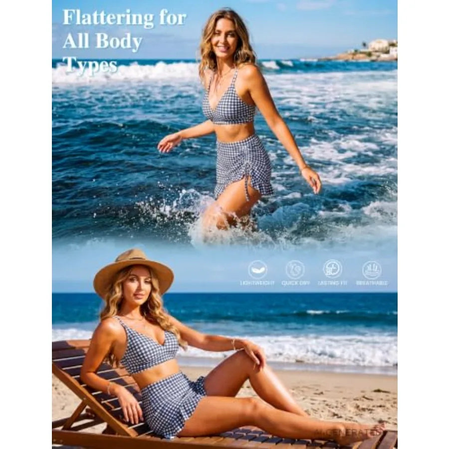 Blooming Jelly Women's High Waisted Bikini Sets Tummy Control Bathing Suit Two Pcs Swim Suit 2026 Retro Swimsuit