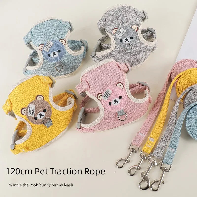 120CM Pet Rabbit Soft Harness Leash WIth Bell Adjustable Traction Rope Accessories for Pet Bunny Chinchilla Guinea Pig Run Walk