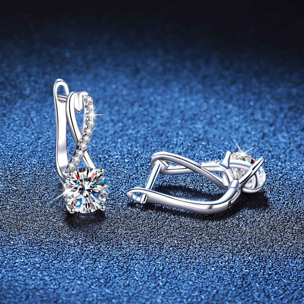 Cbtb Classic 925 Sterling Silver Four Claw Moissanite Earrings for Women Engagement Anniversary Bride Jewelry Wholesale