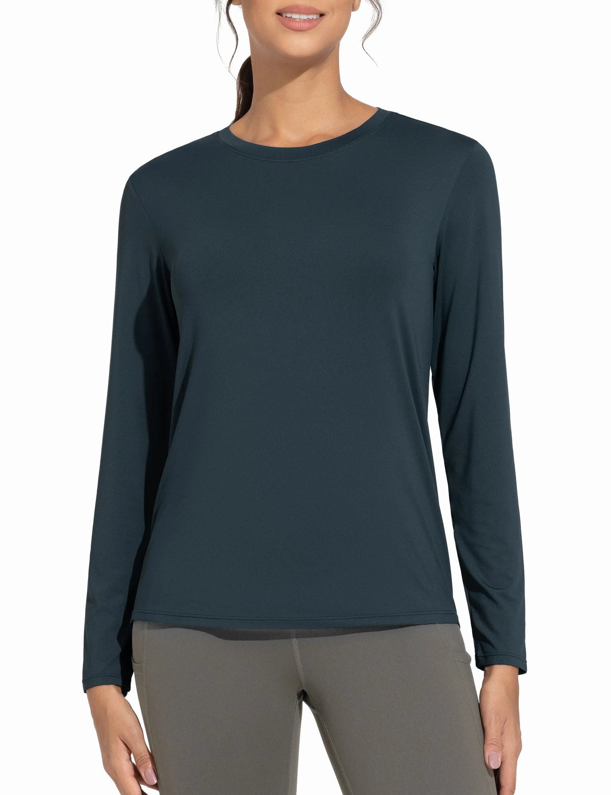 THE GYM PEOPLE Women's Ultra Soft Long Sleeve Workout Shirts Basic Crewneck Athletic Running Tops