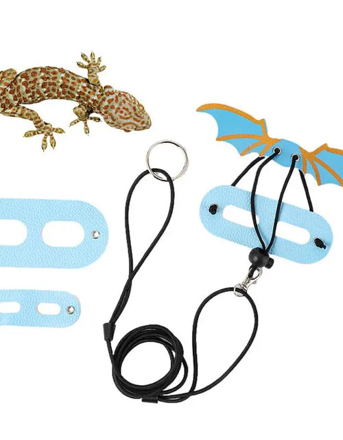 Load image into Gallery viewer, Bearded Dragon Harness And Leash Lizard Guinea Pig Harness 3 Size Leather Wing Animal Harnesses Small Animal Leash Reptile
