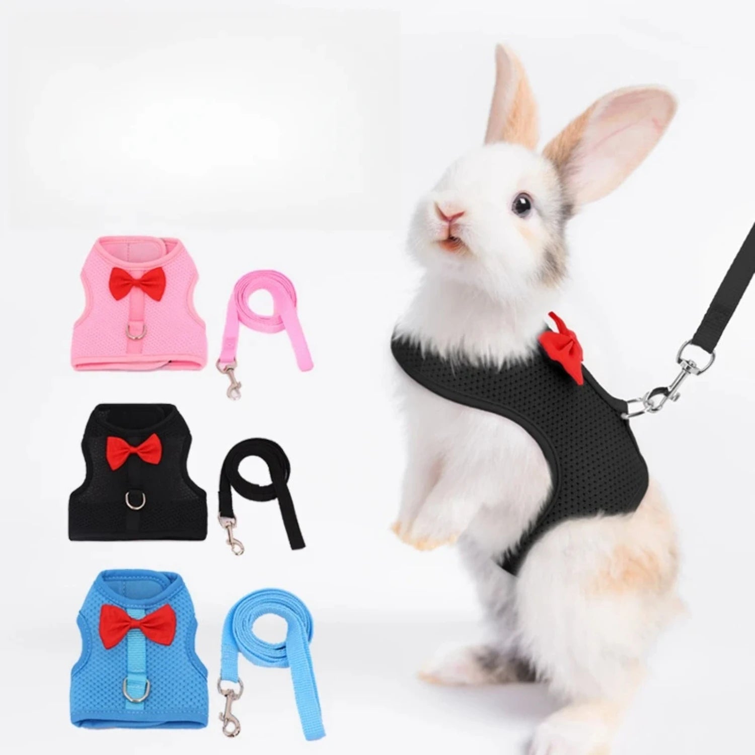 Soft, Comfortable, Cozy, Durable Padded Mesh Rabbit Harness - Gentle and Ideal Vest for Small Pets like Guinea Pigs, Bunny, and