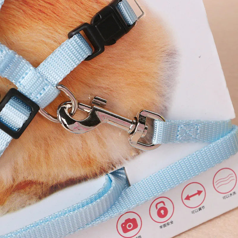 120CM Pet Rabbit Soft Harness Leash WIth Bell Adjustable Traction Rope Accessories for Pet Bunny Chinchilla Guinea Pig Run Walk